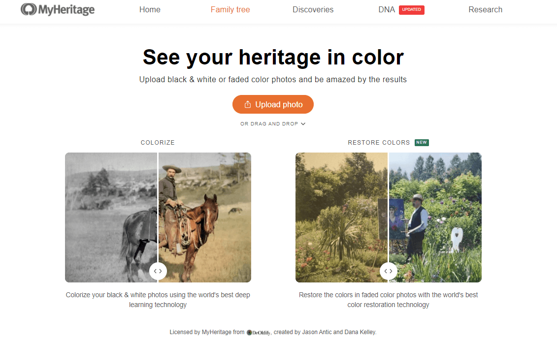 MyHeritage In Color™ colore automaticamente fotos em preto e branco usando IA de aprendizagem profunda