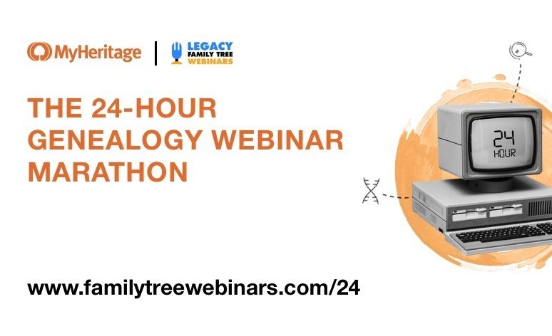Junte-se a nós para a segunda maratona anual de webinars genealógicos de 24 horas