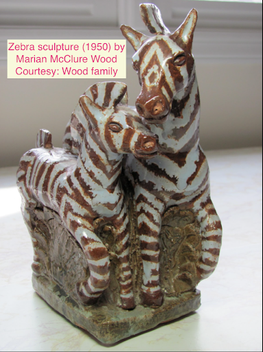 Escultura de zebra (1950) de Marian McClure Wood. Cortesia: família Wood