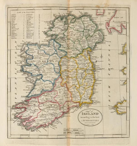 um mapa da Irlanda de 1814