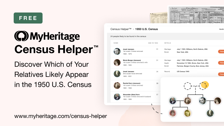 Impulsione sua pesquisa do censo de 1950 com o Census Helper™