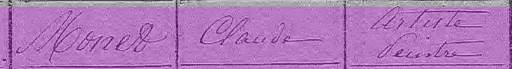 Detail from Claude Monet's census record with his profession listed